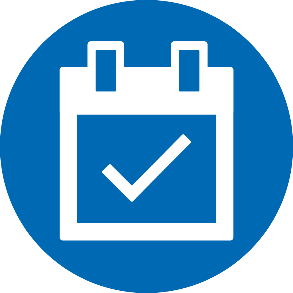 Kalender mit Checkhaken (Icon)